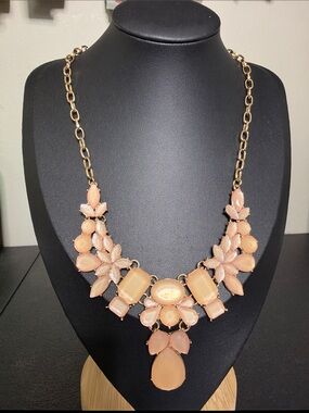 Charming Charlie Gold Chain Peach Statement Necklace